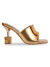 Lady Couture Women's Casino Embellished Faux Leather Sandals In Gold