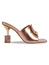 Lady Couture Women's Casino Embellished Faux Leather Sandals In Rose Gold
