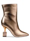 Lady Couture Crown Pointed Toe Bootie In Gold