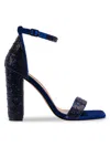 Lady Couture Women's Dalia Rhinestone Block Sandals In Navy