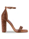 Lady Couture Women's Dalia Rhinestone Block Sandals In Rose Gold