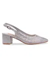 Lady Couture Rhinestone Mesh Slingback In Gray