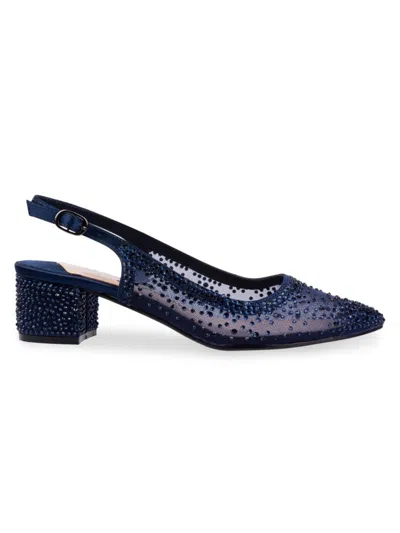 Lady Couture Women's Demi Embellished Slingback Pumps In Navy