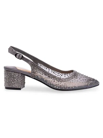 Lady Couture Women's Demi Embellished Slingback Pumps In Pewter