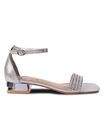 Lady Couture Women's Doris Rhinestone Embellished Sandals In Silver