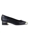 Lady Couture Women's Eagle Kitten Block Heel Flat Shoes In Black