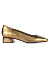 Lady Couture Women's Eagle Kitten Block Heel Flat Shoes In Bronze