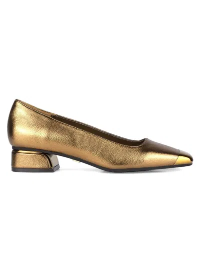 Lady Couture Women's Eagle Kitten Block Heel Flat Shoes In Bronze
