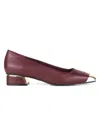 Lady Couture Women's Eagle Kitten Block Heel Flat Shoes In Burgundy