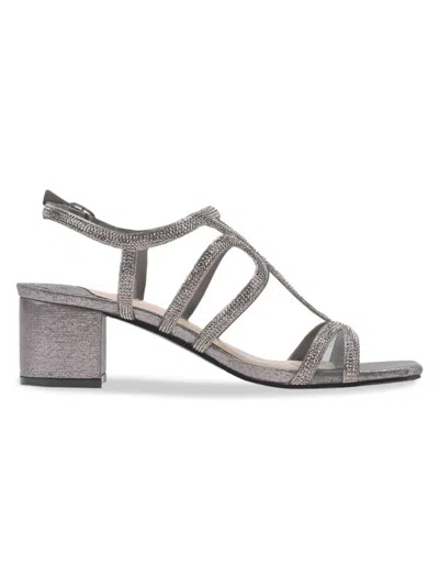 Lady Couture Women's Embellished Cutout Sandals In Pewter