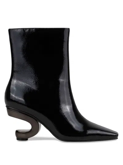 Lady Couture Women's Getaway 64mm Faux Leather Metallic Heel Ankle Booties In Black