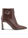 Lady Couture Women's Groovy Embossed Faux Leather Ankle Boots In Brown