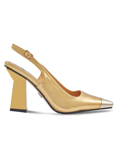 Lady Couture Women's Jane Block Heel Slingback Pumps In Gold