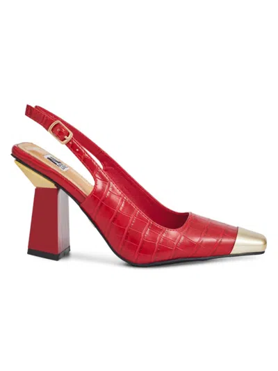 Lady Couture Women's Jane Block Heel Slingback Pumps In Red