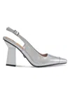 Lady Couture Women's Jane Block Heel Slingback Pumps In Silver