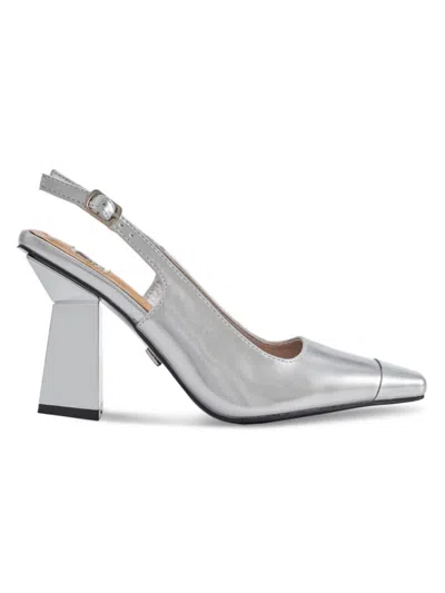 Lady Couture Women's Jane Block Heel Slingback Pumps In Silver