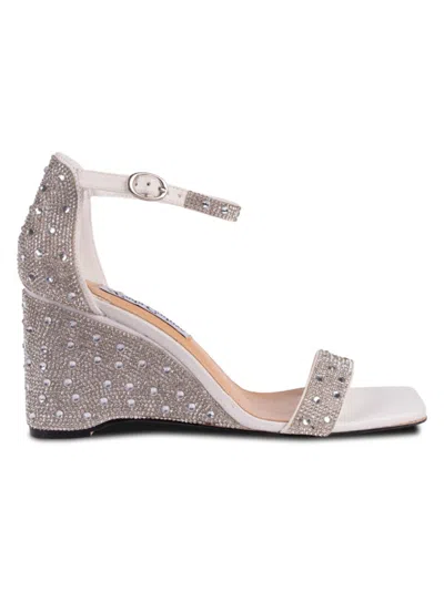 Lady Couture Women's Kloe Rhinestone Embellished Wedge Sandals In White