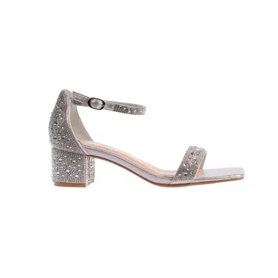 Lady Couture Women's  Dazzle Sandals Silver Rhinestone Block Heel Zap1627 In Gray