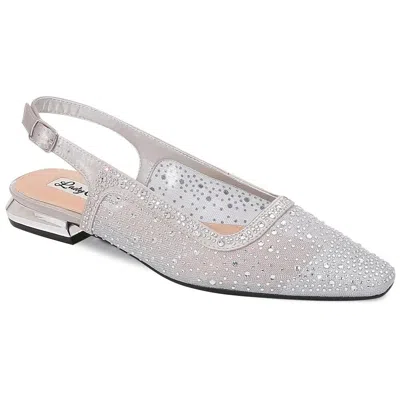 LADY COUTURE WOMEN'S LADY COUTURE KARA FLAT SILVER RHINESTONE EMBELLISHED SLINGBACK ZAP1731