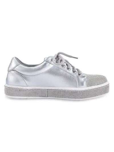 Lady Couture Women's Legend Rhinestone Low Top Sneakers In Silver