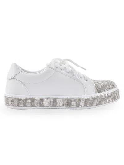 Lady Couture Women's Legend Rhinestone Low Top Sneakers In White