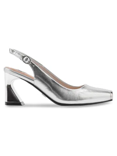 Lady Couture Women's Loraine Curved Heel Slingback Pumps In Silver