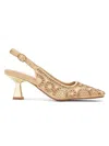 Lady Couture Geometric Rhinestone Design Slingback Pump In Gold