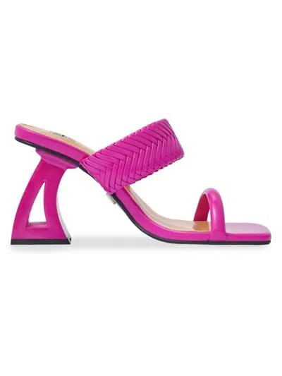 Lady Couture Women's Malibu Braided Heel Sandals In Fuchsia