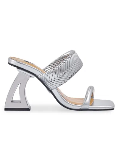 Lady Couture Women's Malibu Braided Heel Sandals In Silver
