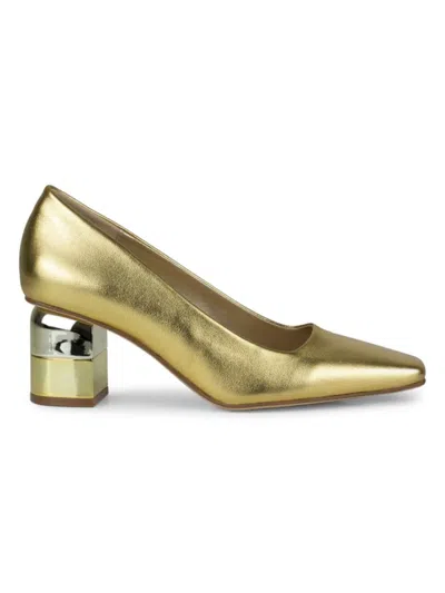 Lady Couture Women's Melody Block Heel Pumps In Gold