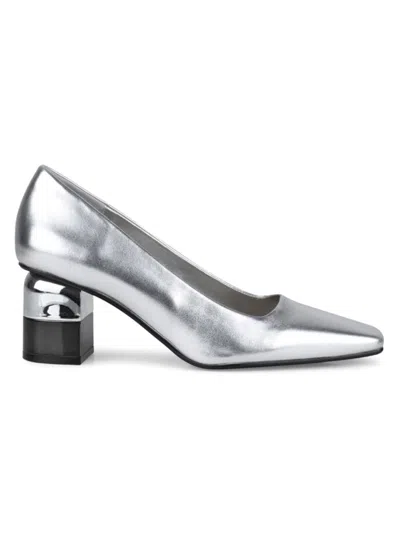 Lady Couture Women's Melody Block Heel Pumps In Silver