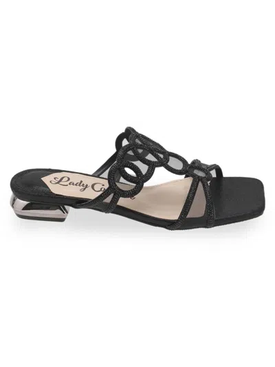 Lady Couture Women's Mesh & Rhinestone Sandals In Black