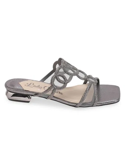 Lady Couture Women's Mesh & Rhinestone Sandals In Pewter