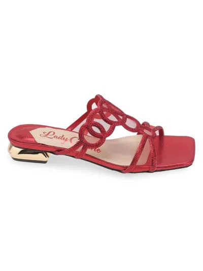 Lady Couture Women's Mesh & Rhinestone Sandals In Red