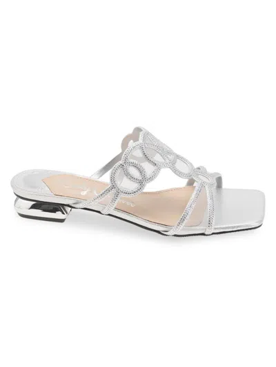 Lady Couture Women's Mesh & Rhinestone Sandals In Silver