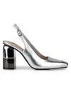 Lady Couture Women's Nova Block Heel Slingback Pumps In Silver