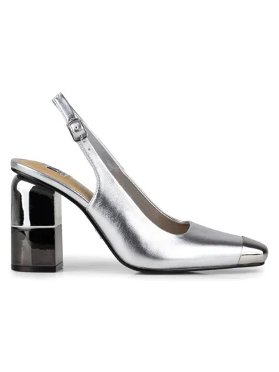 Lady Couture Women's Nova Block Heel Slingback Pumps In Silver