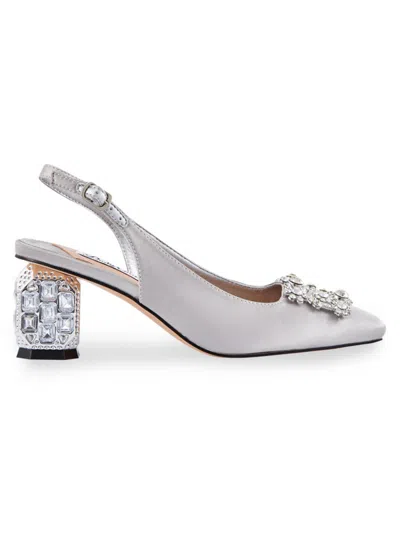 Lady Couture Women's Precious Embellished Slingback Pumps In Silver