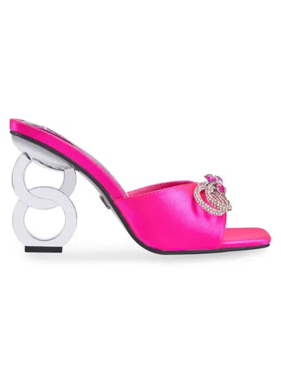 Lady Couture Women's Regal Sculpture Heel Bow Sandals In Fuchsia