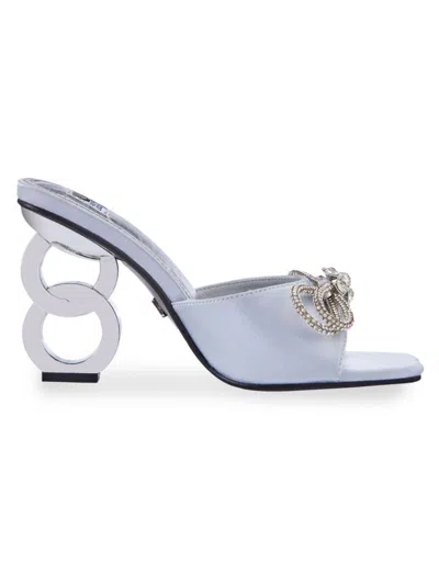 Lady Couture Women's Regal Sculpture Heel Bow Sandals In Silver