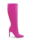 Lady Couture Women's Rhinestone Stiletto Tall Boots In Fuchsia