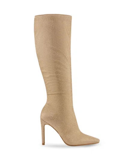 Lady Couture Women's Rhinestone Stiletto Tall Boots In Gold