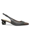 Lady Couture Women's Saphire 40mm Glitter Metal Block-heel Slingback Pumps In Black