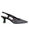 Lady Couture Rhinestone Slingback With Metallic Back Trim Heel In Black