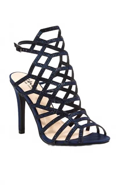 Lady Couture Women's Strappy Sandal With Diamond Stones In Navy In Blue