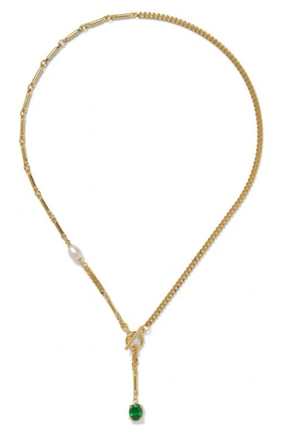 Lady Grey Aria Freshwater Pearl & Cubic Zirconia Toggle Necklace In Multi