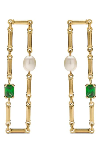 Lady Grey Athena Freshwater Pearl & Cubic Zirconia Drop Earrings In Multi