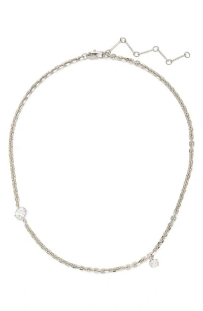 Lady Grey Crystal Tilt Cubic Zirconia Necklace In Silver