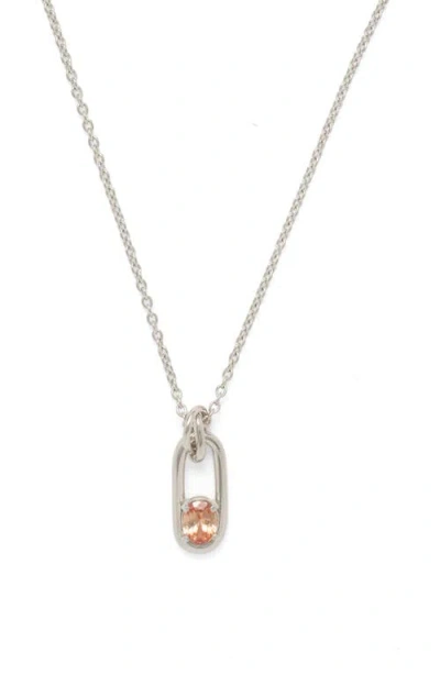 Lady Grey Cubic Zirconia Link Pendant Necklace In Silver/peach