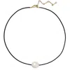 Lady Grey Freshwater Pearl Leather Cord Necklace